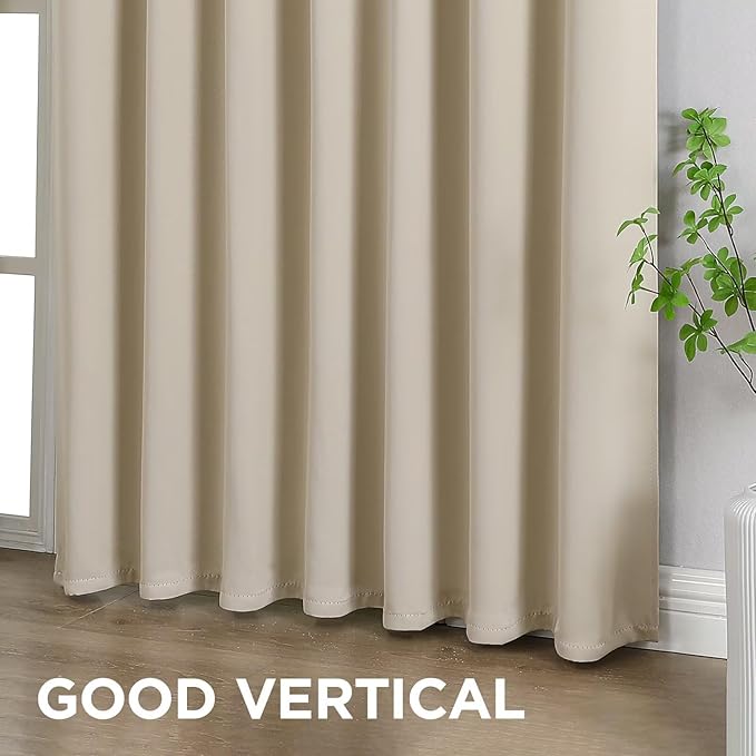 Joydeco Blackout Curtains 108 Inches Long, Thermal Insulated Black Out Curtains 2 Panels Set, Room Darkening Drapes for Living Room Window Rod Pocket Back Tab (W52 x L108 Inch, Light Beige)