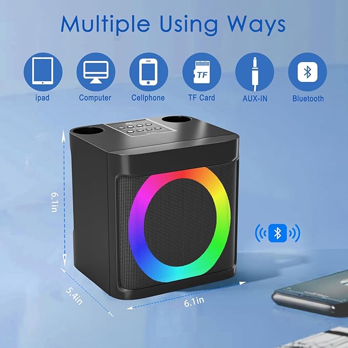Karaoke Machine for Kids Adults - Portable Bluetooth Speaker with 2 Wireless Microphones, Singing Machine for Home Party, Birthday Gifts for Girls Boys Ages 4, 5, 6, 7, 8, 9, 10, 11, 12+ Years Old