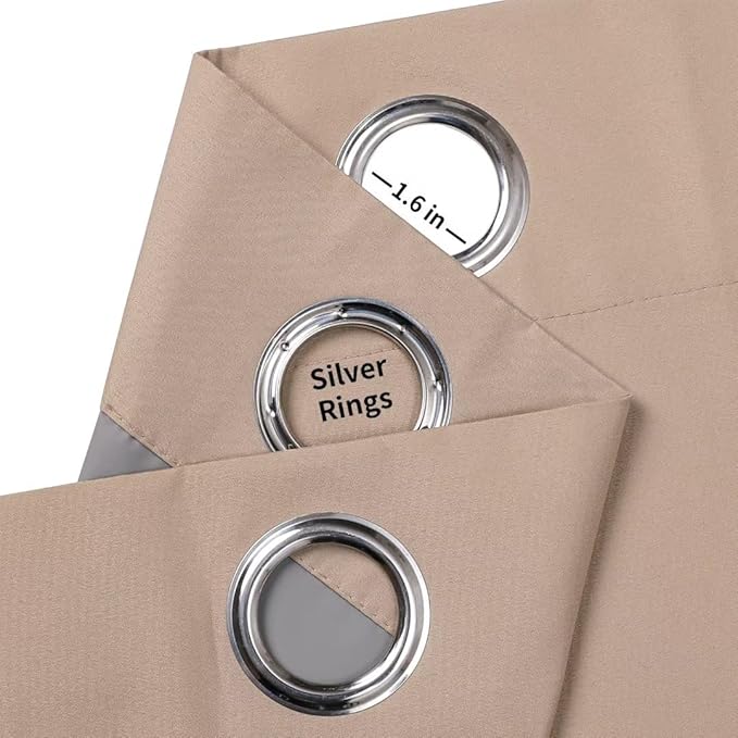 Joydeco Taupe Curtains 84 Inch Length 2 Panels Set for Livingroom, Blackout Curtains 84 Inches Long for Bedroom Windows, Thermal Insulated Room Darkening 84 Inch Long with Grommets