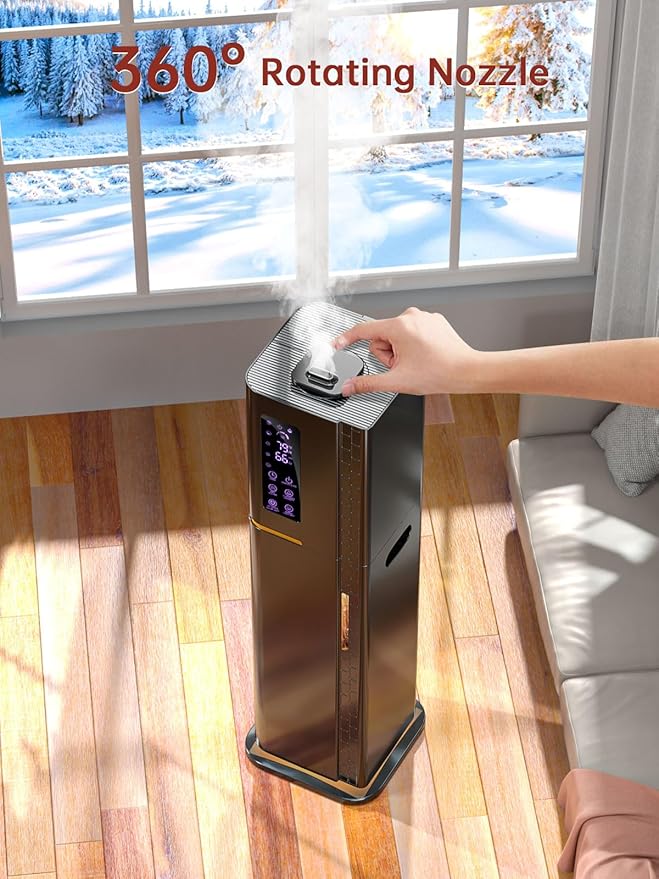 2.64Gal Humidifiers for Bedroom Large Room, Warm and Cool Mist up to 500ft², Top Fill Diffuser Ambient Light, 3 Mist Modes, 24H Timer, 35dB Quiet Humidifier for Home Office Plant