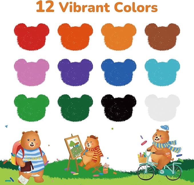 12 Color Twist Crayons for Toddlers 1-3 and Kids 4-8, Non-Toxic Washable Crayons 2-4, Ultra-Silky Easy-Grip Art Supplies, Ideal Coloring Gift for Boys and Girls