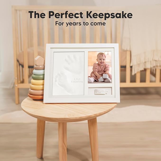 KeaBabies Baby Footprint Kit - Newborn Hand and Footprint Keepsake Frame, Nursery Picture Frame, Personalized New Mom Gifts & Baby Shower Gifts for Boys,Girls Nursery Decor(Alpine White)