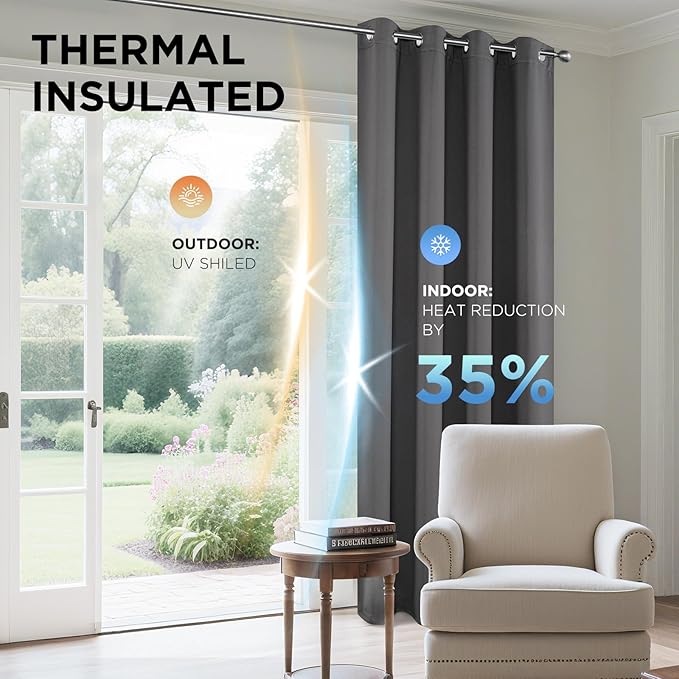 Joydeco Blackout Curtains 84 Inch Length 2 Panels Set, Thermal Insulated Long Drapes 2 Burg, Room Darkening Grommet Drapes for Living Room Bedroom Window