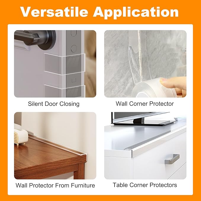 2 Rolls Clear Soft Corner Protectors for Furniture Strip,1.57 in x 13.12 FT,Sharp Edge & Table Bumper,Window Edge,Wall Protector, Soft Corner Guards Safe for Proof,Table Corner Protectors in Family