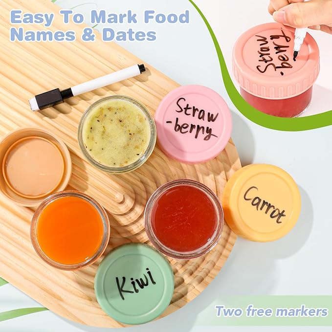 32-Pack Leakproof 4oz Glass Baby Food Jars With Lids - BPA Free, Freezer & Microwave Safe