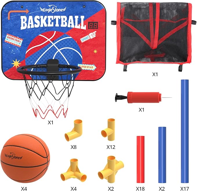Kids Arcade Basketball Game with Electronic Scoreboard and Cheer Sounds, Indoor Outdoor Basketball Hoop with 4 Balls, Game Toy Gift for Ages 3-12 Boys and Girls
