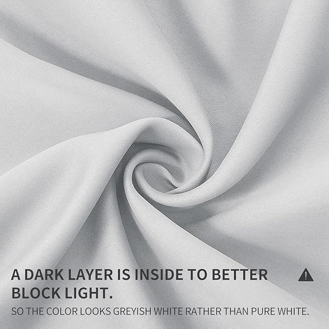 Joydeco White Curtains 108 Inches Long 2 Panels Set, Thermal Insulated Long Curtains& Drapes 2 Burg, Room Darkening Grommet Drapes for Living Room Bedroom Window (W52 x L108 Inch, Greyish White)