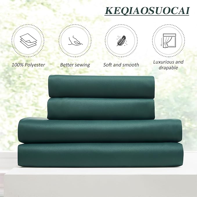 KEQIAOSUOCAI Dark Green Blackout Curtains 72 Inches Long, Pinch Pleated Drapes for Kids Bedroom Bathroom,Emerald Green,40x72,2 Panels