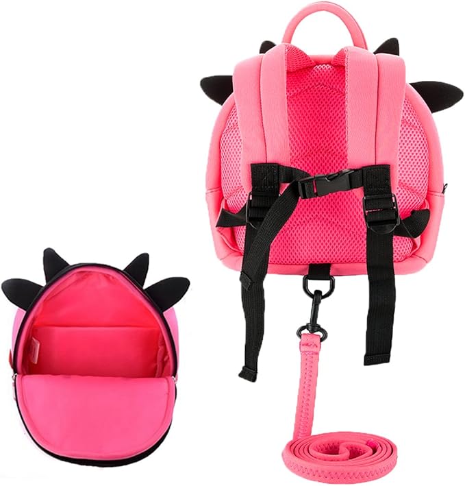 JiePai Cow Toddler Kids Backpack with Harness Leash for Boys Girls Age 1-3