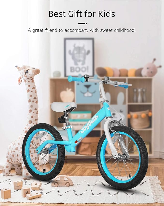 JOYSTAR 16 Inch Balance Bike for Toddlers and Kids Ages 4-7 Years Old Boys and Girls - Sport Kids Balance Bike with Handbrake - No Pedal Training Bicycle
