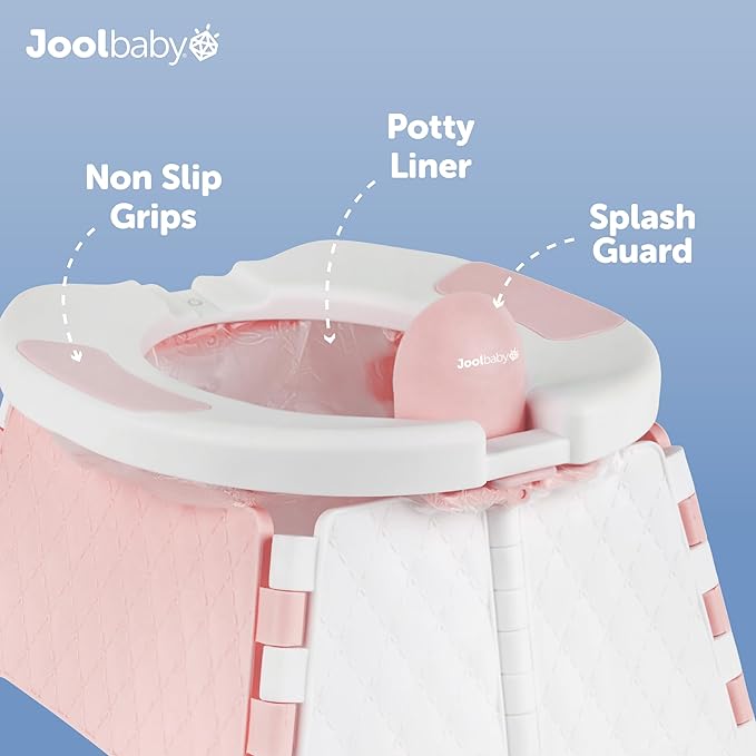 Jool Baby Portable Potty Training Chair with Travel Bag and 30 Liners, Foldable, Indoor/Outdoor Use, Camping (Pink)