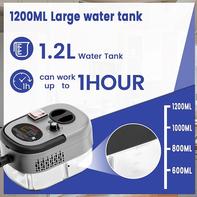 2500W Handheld Steam Cleaner,Portable Car Steamer For Auto Detailing,High-Temperature and Pressure Steam Cleaner For Home, Steam Cleaning Machine for Furniture,Kitchen,Grout,Floor,Tile (Gray)