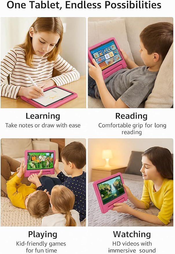 10.1" Kids Tablet Android 14 | 64GB Octa-Core 8GB RAM | Shockproof Case & Parental Control | 12H Fast Charge | HD Display w/Google Kids Space & Educational Apps | WiFi 6/Bluetooth/GPS | Ages 3-12