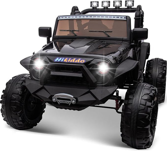 24V 9Ah Ride on Toy for Big Kids, 4x4 2 Seater Ride on Car Truck w/Remote Control, 4x200W Motors - Black Warrior