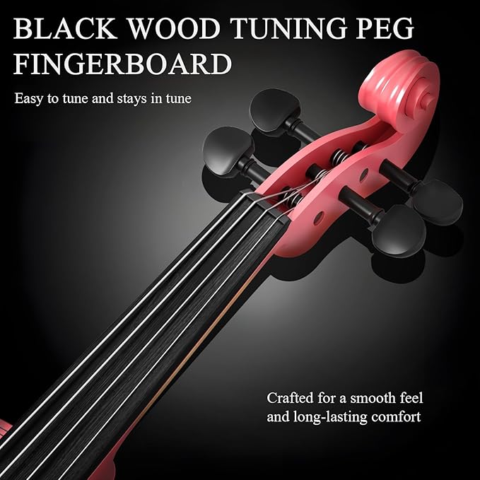1/2 Violin Kit, Beginner Violin for Kids, Students, Complete Kids Violins Set with Case, Bow, Rosin, Ideal for Kids Violins Beginner Ages 5-9, Rose Pink