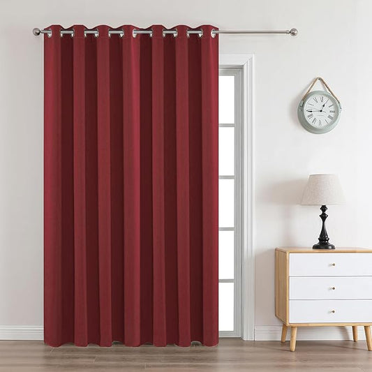 Joydeco Burgundy Red Custom Solid Single Blackout Curtain for Bedroom and Living Room, Grommet Thermal Insulated Room Darkening Curtain 1 Panel (Custom Size,Burgundy Red)