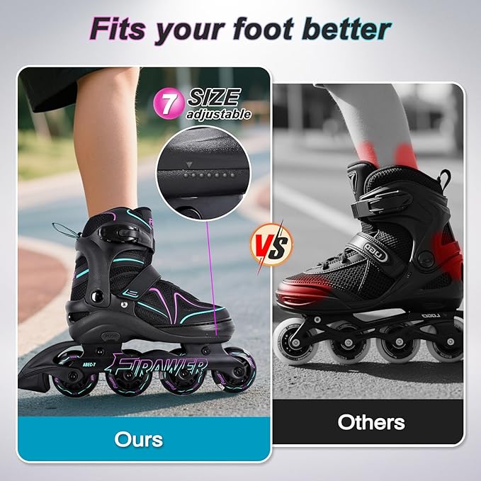 Kids Adjustable Inline Skates Ages 4-12, Youth Inlie Skates for Girls Boys 5-8 8-12 with Full Light Up Wheels, Beginner Women Adult Skates