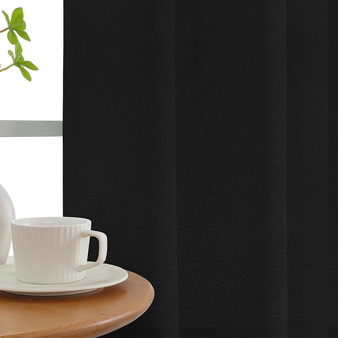 Joydeco 100% Blackout Curtains 90 Inches Long 2 Panels Set, Thermal Insulated Long Curtains& Drapes 2 Burg, Room Darkening Drapes for Bedroom Living Room Window (Black, W52 x L90 Inch)