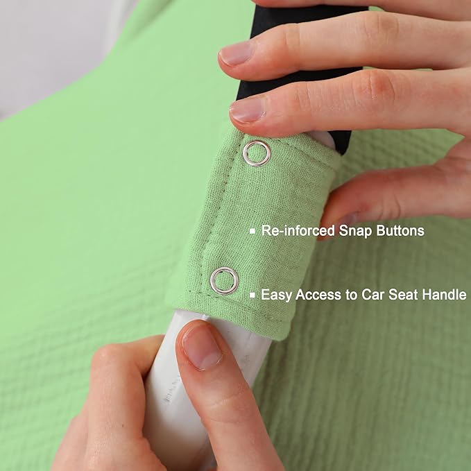 100% Muslin Cotton Car Seat Cover Baby, Carseat Canopy Cover, Universal Fit Stroller Covers for Boys and Girls (City Green)