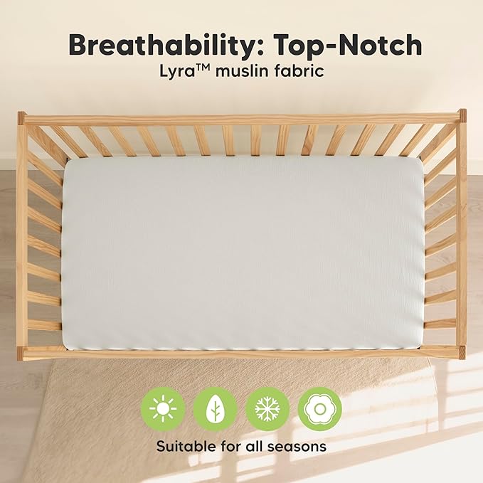 KeaBabies 2-Pack Muslin Crib Sheets for Boys, Girls - 100% Organic Cotton Fitted Baby Crib Mattress Sheet, Soft Breathable Standard Toddler Bed Cover Bedding Set, Neutral, Durable 52x28 (Greige)