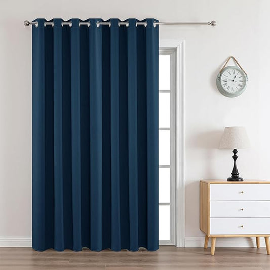 Joydeco Blackout Curtains 108 Inches Long 1 Panel, Thermal Insulated Long Curtains& Drapes 1 Piece, Room Darkening Grommet Drapes for Living Room Bedroom Window (W70 x L108 Inch, Navy Blue)