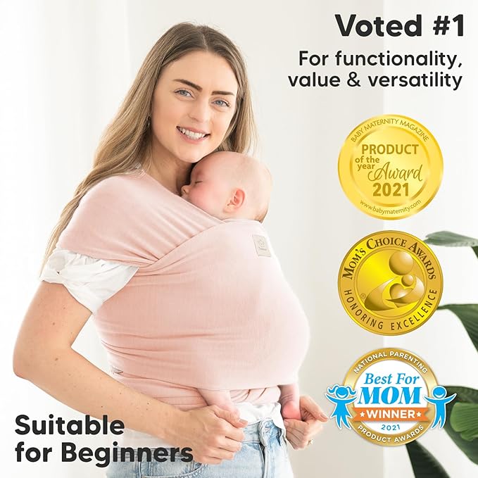 KeaBabies Baby Wrap Carrier - All in 1 Original Baby Carrier Newborn to Toddler Sling, Easy to Wear, Hands Free Bonding, Lightweight, Breathable Infant Wraps (Dusty Pink)