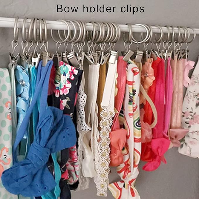 100 Pack Matte Silver Curtain Rings with Clips, Curtain Hooks Hangers Clip Rings for Hanging Drapes Bows Hat, Drapery Rings 1.5 in I D, Fits up to 1.2 in Diameter Curtain Rod.