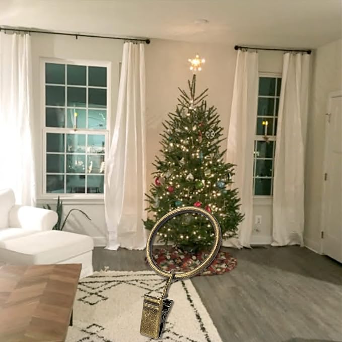 100 Pack Bronze Curtain Rings with Clips, Curtain Hooks Hangers Clip Rings for Hanging Drapes Bows Hat, Drapery Rings 1.26 in I D, Fits up to 1 in Diameter Curtain Rod.