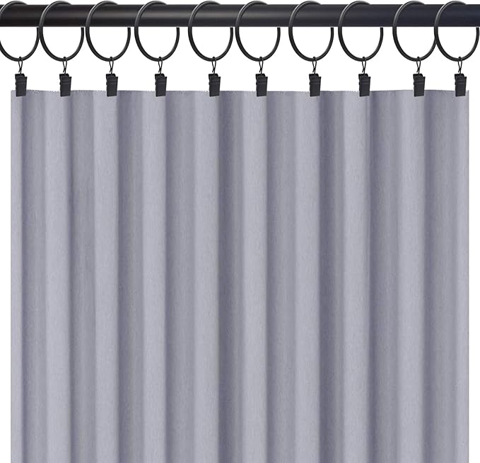 20 Pack Black Curtain Rings with Clips, Curtain Hooks Hangers Clip Rings for Hanging Drapes Bows Hat, Drapery Rings 1.77 in I D, Fits up to 1.5 in Diameter Curtain Rod.
