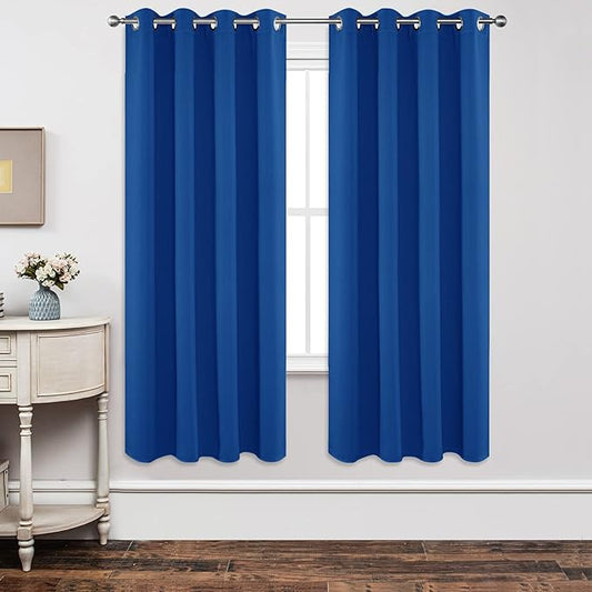 Joydeco Blackout Curtains 72 Inch Length 2 Panels Set, Thermal Insulated Long Curtains& Drapes 2 Burg, Room Darkening Grommet Drapes for Living Room Bedroom Window (W52 x L72 Inch, Royal Blue)