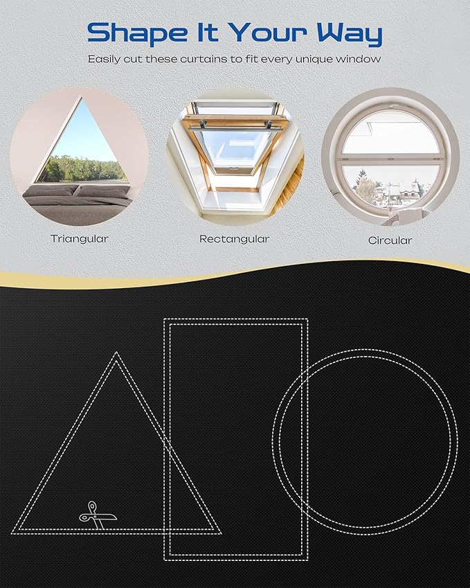 36" W x 48" L 100% Portable Blackout Curtains, Total Darkness No-Drill Black Out Window Cover,Temporary Blackout Shades with Hook & Loop Tape, for Bedroom, Nursery, Dorm, Travel (Black)