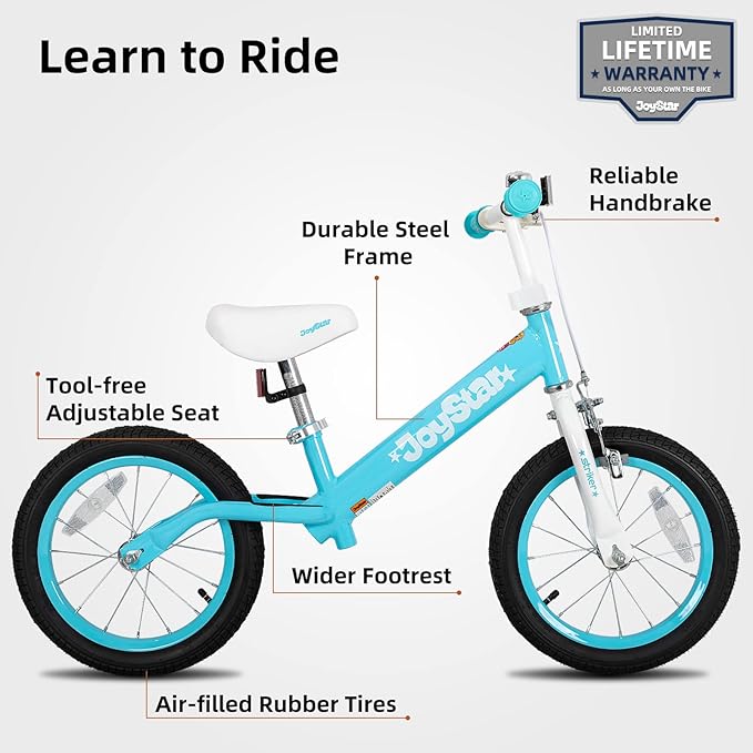 JOYSTAR 16 Inch Balance Bike for Toddlers and Kids Ages 4-7 Years Old Boys and Girls - Sport Kids Balance Bike with Handbrake - No Pedal Training Bicycle