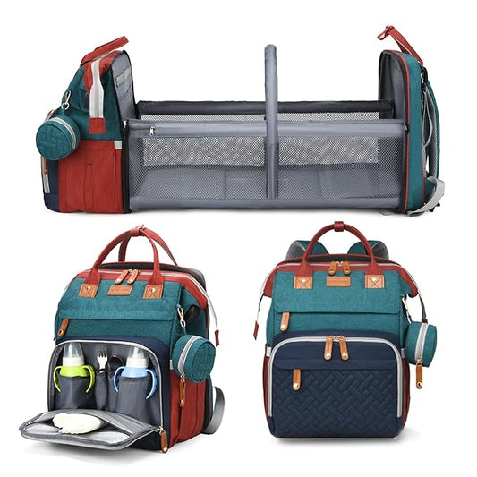 Jeryswet Baby Diaper Bags with Changing Station, Waterproof Large Capacity Diaper Bag Backpack for Moms Dads with USB Charging Port and Stroller Straps, Baby Shower Gifts, RGB