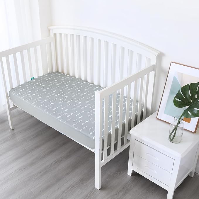 4-Pack Fitted Crib Sheets for Boys and Girls - Breathable, Soft Microfiber Baby Sheets in Grey and Pink