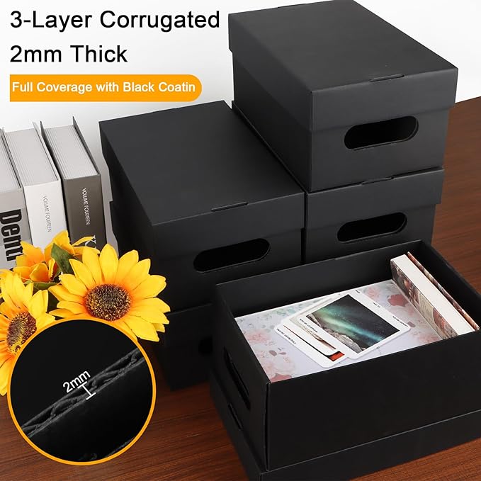 10PCS Photo Storage Box for 4"x6" Photos,10.2“ x 6.5“ x 4.7“ Picture Box Store and Protect Pictures,Documents Black