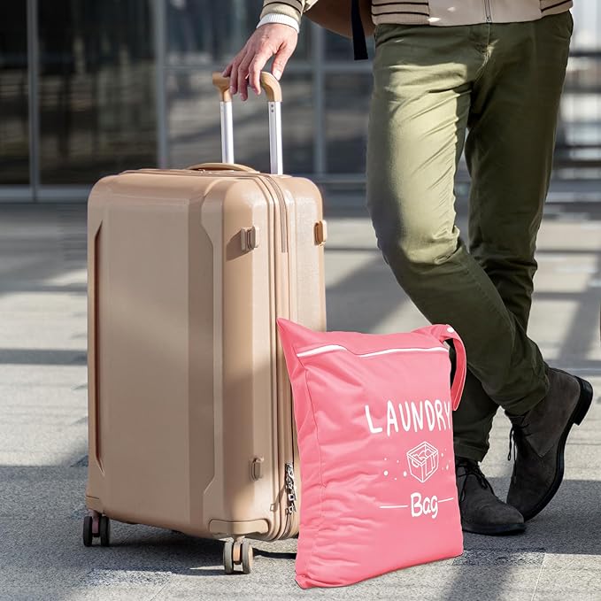 2 Pcs Large Travel Laundry Bag - Waterproof Wet Dry Washable for Dirty Clothes, Bathing Suit, Workout, Gym, Swimming, Yoga (Pink+Grey)