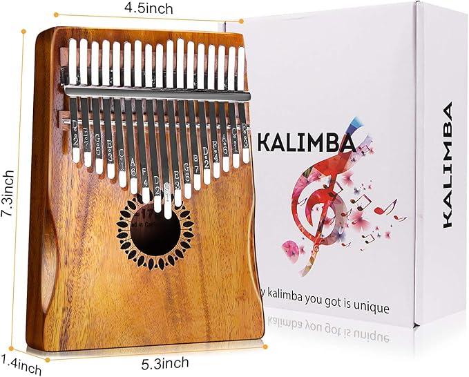 Kalimba Thumb Piano 17 Keys, Portable Mbira Finger Piano Gifts for Kids and Adults Beginners Wood