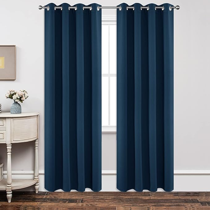 Joydeco Blackout Curtains 84 Inch Length 2 Panels Set, Thermal Insulated Long Drapes 2 Burg, Room Darkening Grommet Curtains for Living Room Bedroom Window