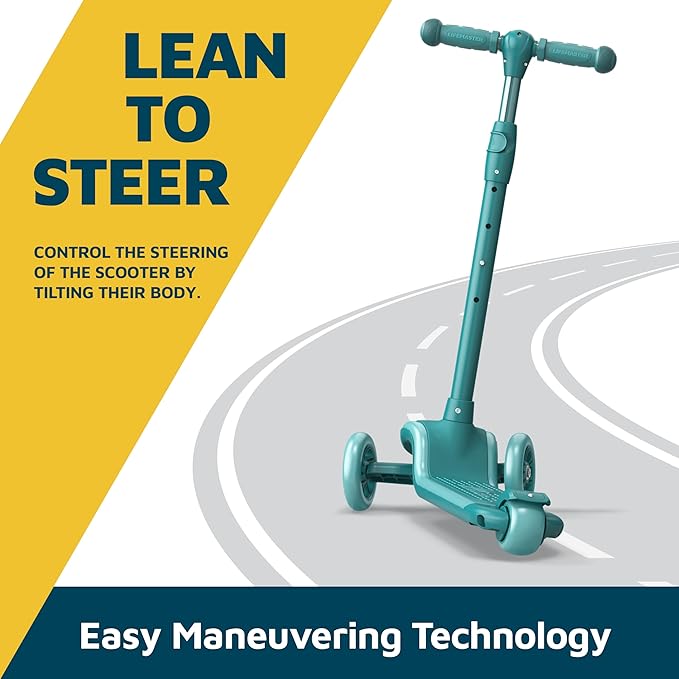 3-Wheel Kids Scooter with Multi-Color Lights on Deck & Wheels – 5-Height Adjustable Handlebar, Wide Anti-Slip Deck, Child Safety Certified, Boys & Girls Ages 3+ Supports Up to 150 lbs