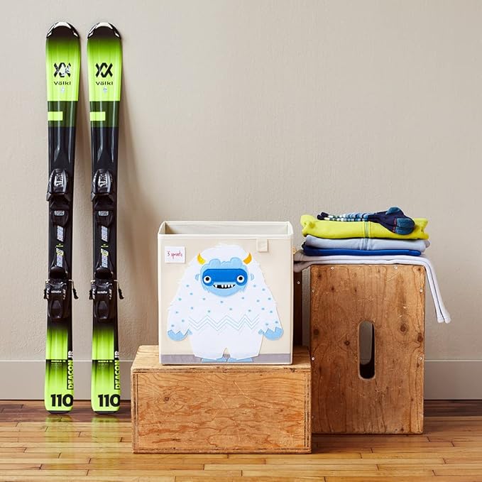 3 Sprouts Toy Storage Organizer: Toy Box Cube Organizer for Playroom, Nursery - Foldable Storage Bin - Yeti