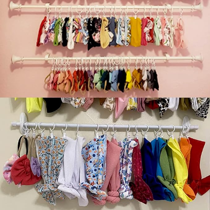 100 Pack White Curtain Rings with Clips, Curtain Hooks Hangers Clip Rings for Hanging Drapes Bows Hat, Drapery Rings 1.26 in I D, Fits up to 1 in Diameter Curtain Rod.