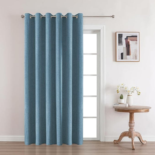 Joydeco Custom Light Blue Textured Total Blackout Curtain for Bedroom and Living Room. Grommet Textured Thermal Insulated Room Darkening Curtain 1 Panel (Custom Size and Color)