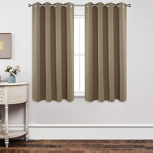 Joydeco Blackout Curtains 63 Inch Length 2 Panels Set, Thermal Insulated Long Drapes 2 Burg, Room Darkening Grommet Drapes for Living Room Bedroom Window