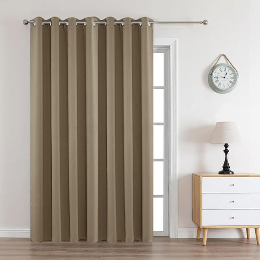 Joydeco Blackout Curtains 90 Inches Long 1 Panel, Thermal Insulated Long Curtains& Drapes 1 Piece, Room Darkening Grommet Drapes for Living Room Bedroom Window (W70 x L90 Inch, Khaki)