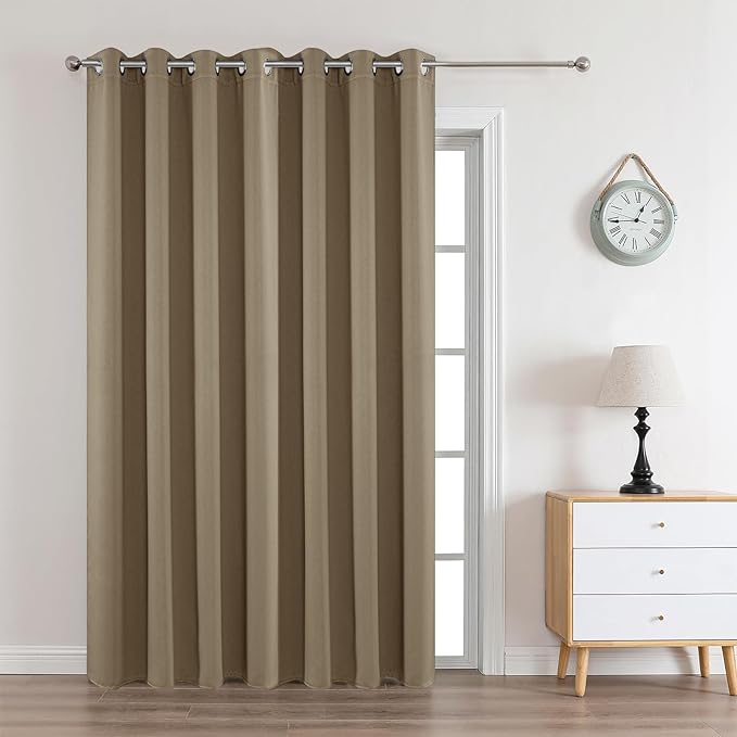 Joydeco Khaki Custom Solid Single Blackout Curtain for Bedroom and Living Room, Grommet Thermal Insulated Room Darkening Curtain 1 Panel (Custom Size,Khaki)