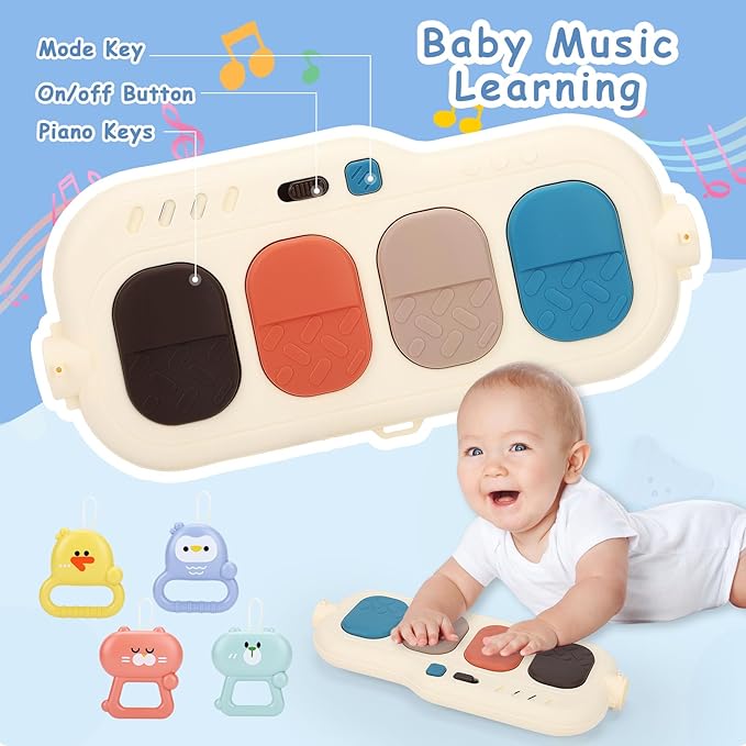 2 in 1 Baby Play Gym with Walker for Newborn, Baby Play Mat Activity Gym with 4 Infant Learning Sensory Tummy Time Mat for Infant Christmas Gifts Adjustable Height (Blue)