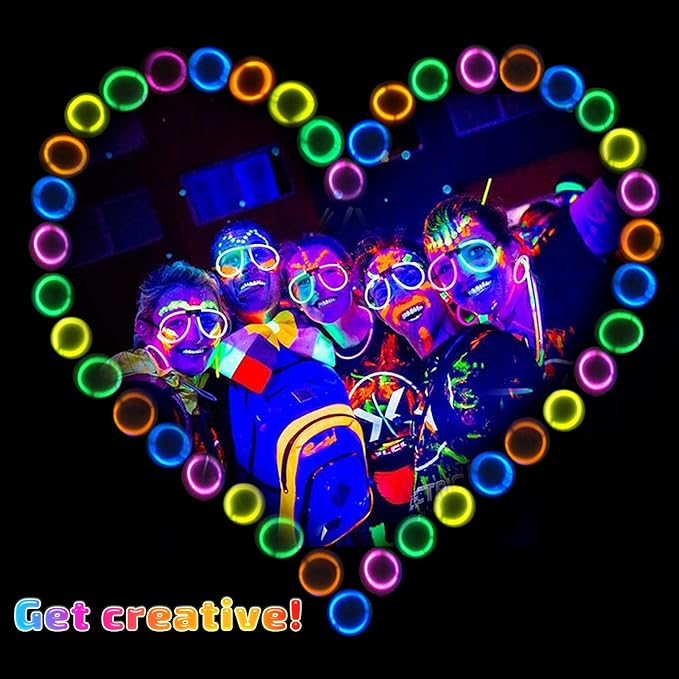 300 Pcs Glow Sticks Bulk Party Pack, 8'' Glow in the Dark Party Supplies, Glow in the Dark Light Up Sticks with Connectors, Party Favors for Birthday, Concert, Raves, Halloween, Christmas
