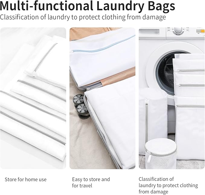 3 Pack Mesh Laundry Bags Medium by MDSXO- Fine Durable Lingerie Delicates Bag for Washing Machine for Socks, Bra, Mask,Underwear 12 * 16 inch [3 Pack]