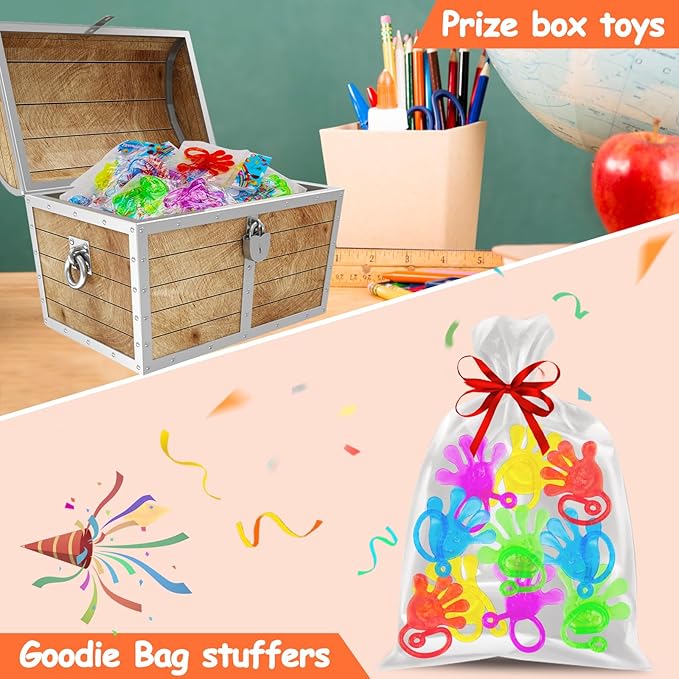 24 PCS Sticky Hands for Kids Party Favors Treat Gift Egg Filler Goodie Bag Stuffer Treasure Box Toy Classroom Carnival Prizes Student Mini Bulk Pinata Slap Hand Sensory Fidget Stretchy Toy Halloween
