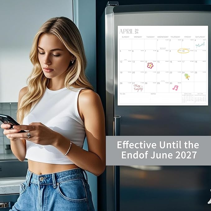 2025-2027 Magnetic Fridge Calendar 21 Monthly Magnetic Calendar for Refrigerator Planner Runs from October 2025 Until June 2027 Easy Organizing Markers Tearable (Simplicity)